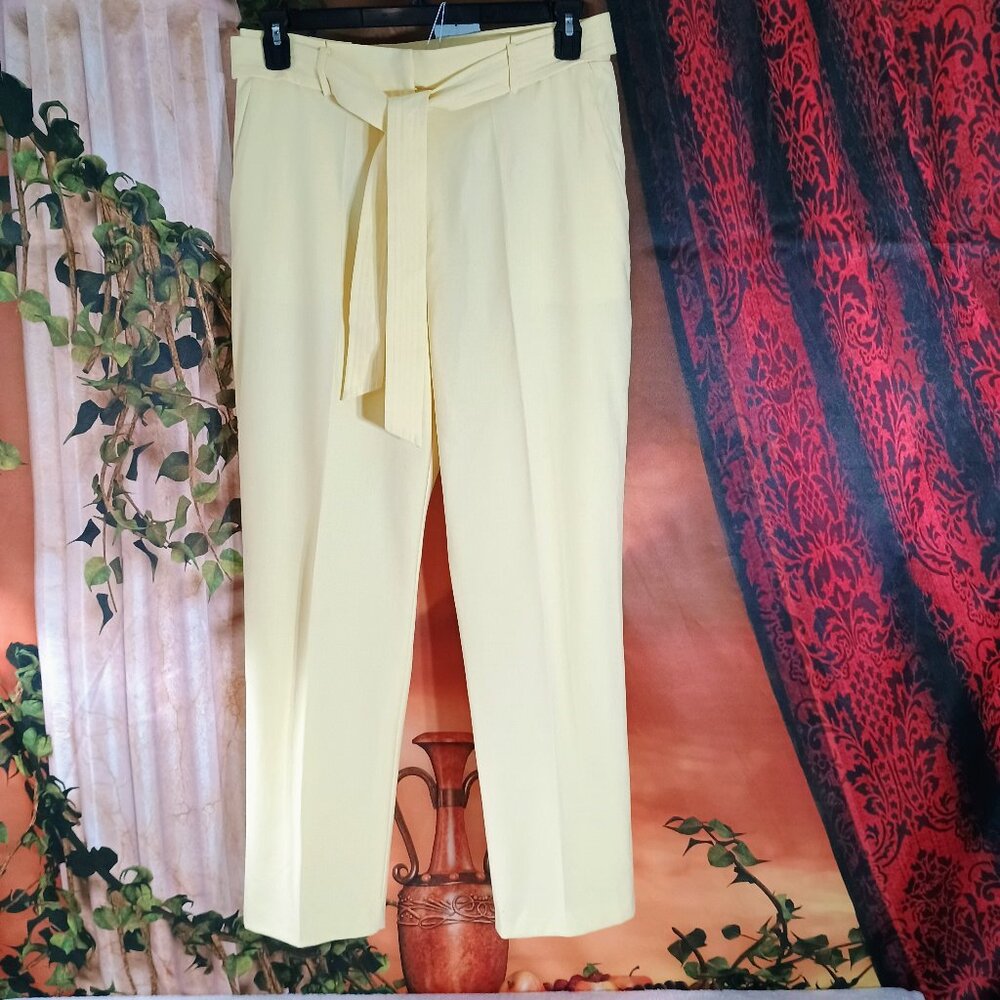 NWT: Antonio Melani Sz 10 Lemon Jourdan Tie Belt Paperbag Pants